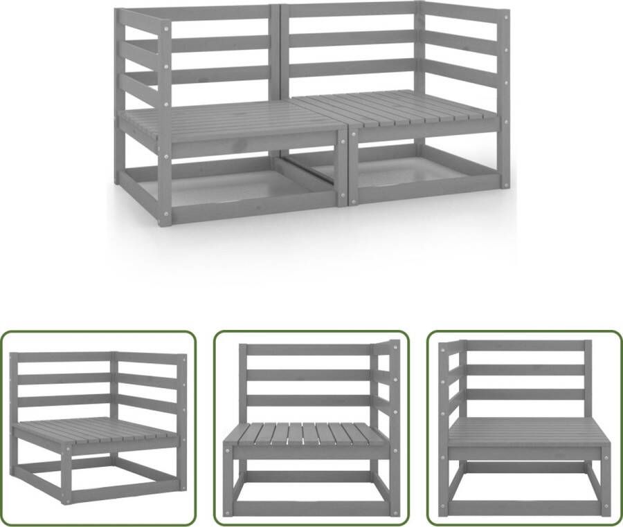 The Living Store hoekbank massief grenenhout grijs 70 x 70 x 67 cm modulair ontwerp