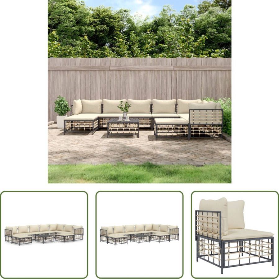 The Living Store Hoekbank Tenerife Antraciet Loungebanken 72x72x66cm Weerbestendig poly rattan