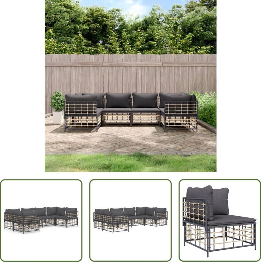 The Living Store Hoekbank Tuin Lounge Antraciet Poly Rattan 72x72x66cm Weerbestendig