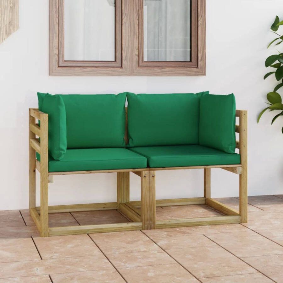 The Living Store Hoekbank Tuinmeubelen 64x64x70cm Groen