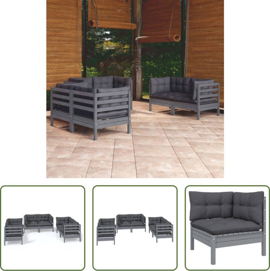 The Living Store Hoekbank Tuinset 63.5 x 63.5 x 62.5 cm Grijs Massief grenenhout