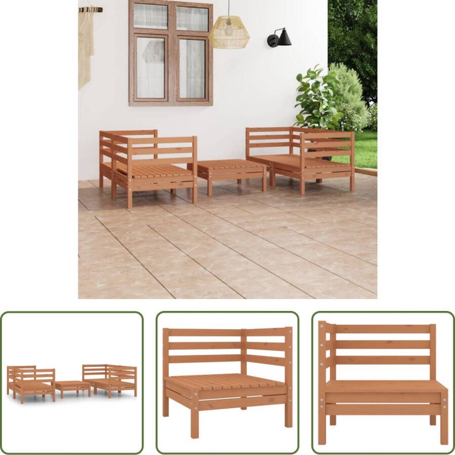The Living Store Hoekbank Tuinset Massief Grenenhout Honingbruin 63.5 x 63.5 x 62.5 cm Montage vereist