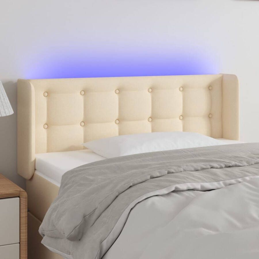 The Living Store Hoofdbord crème LED-verlichting Verstelbare hoogte Comfortabele ondersteuning Snijdbare LED-strip