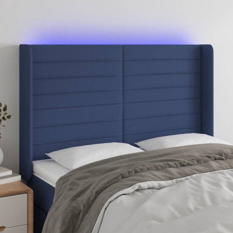 The Living Store Hoofdbord LED Blauw 147x16x118 128 cm (B x D x H) verstelbaar- duurzaam materiaal
