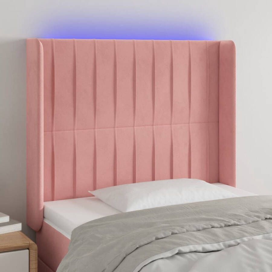 The Living Store Hoofdbord LED-hoofdbord Roze 103x16x118 128 cm Verstelbaar