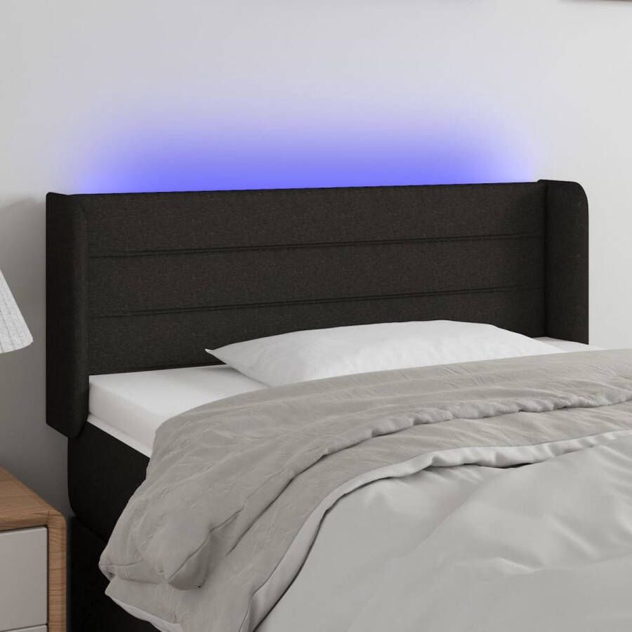 The Living Store Hoofdbord LED Verlichting Verstelbare Hoogte Comfortabele Ondersteuning Snijdbare LED-strip Zwart 93x16x78 88 cm