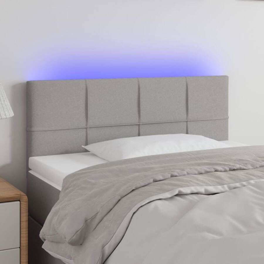 The Living Store Hoofdeind LED-lamp Lichtgrijs 100 x 5 x 78 88 cm Verstelbare hoogte Duurzaam materiaal