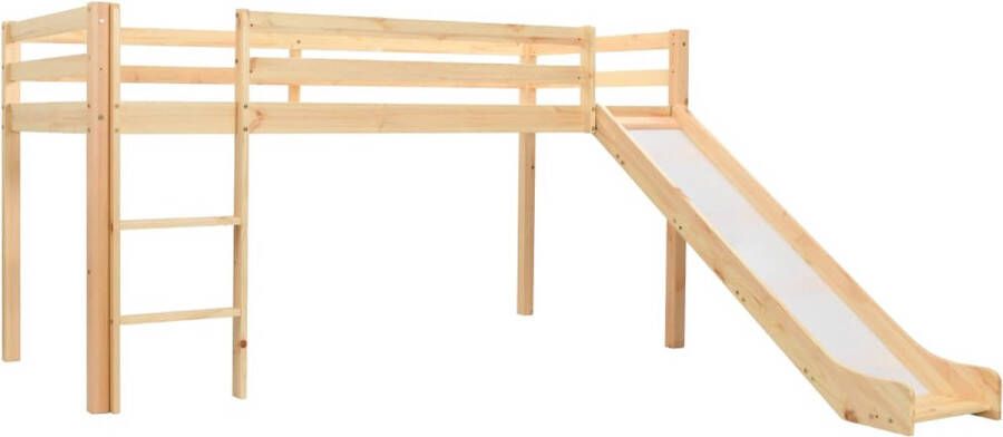 The Living Store Kinderhoogslaper met glijbaan en ladder 97x208 cm grenenhout Bed
