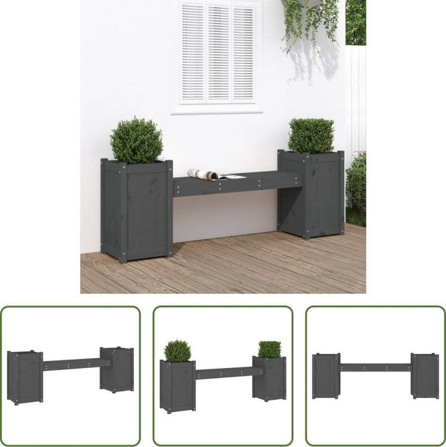 The Living Store Houten Bankje met Plantenbakken 180 x 36 x 63 cm Massief Grenenhout