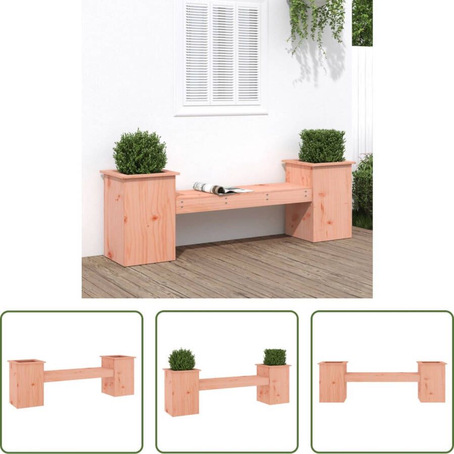 The Living Store Houten Bankje met Plantenbakken 184.5 x 39.5 x 56.5 cm Massief Douglashout