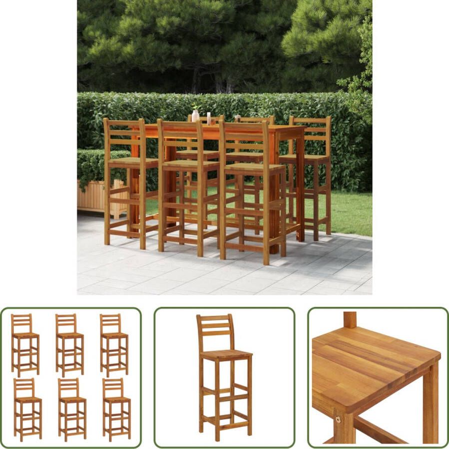 The Living Store Houten Barkrukken set van 6 Massief Acaciahout 42 x 36 x 110 cm Rustiek design