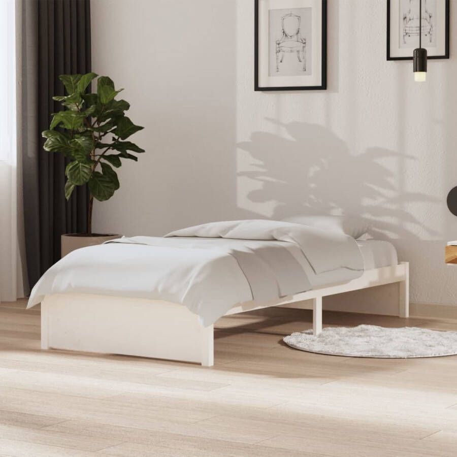 The Living Store Bedframe massief hout wit 90x190 cm 3FT Single Bedframe Bedframes Bed Bedbodem Ledikant Bed Frame Massief Houten Bedframe Slaapmeubel Eenpersoonsbed Bedden Bedbodems