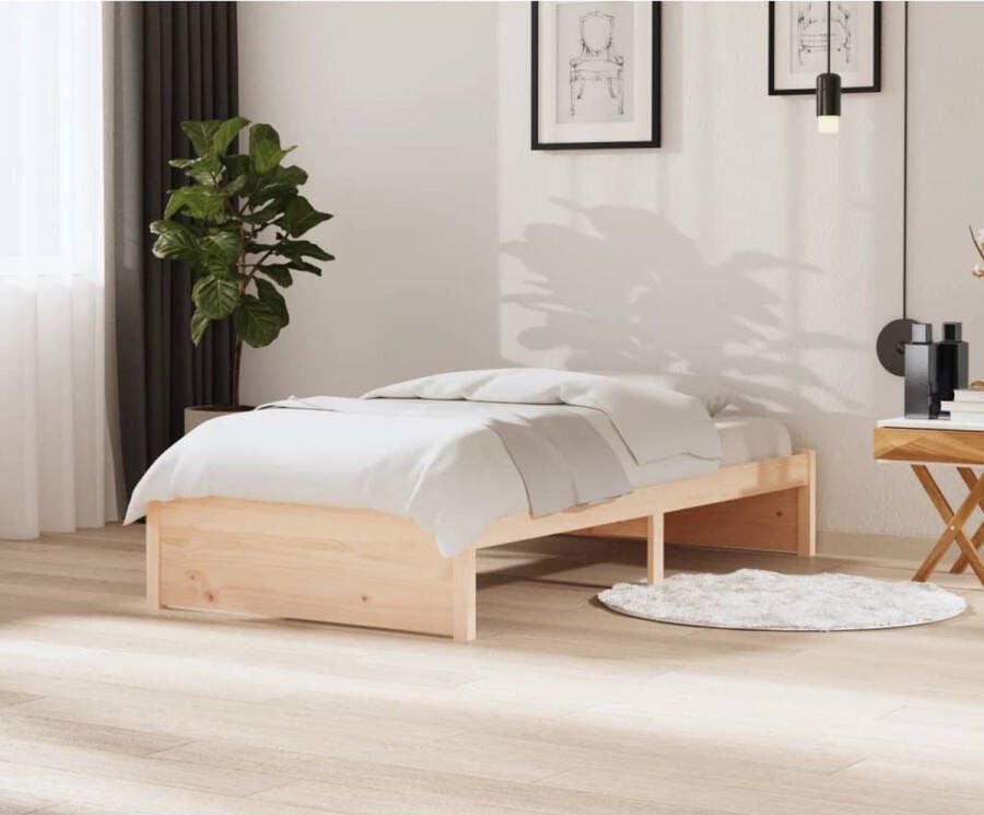 The Living Store Bedframe massief hout 100x200 cm Bedframe Bedframes Bed Bedbodem Ledikant Bed Frame Massief Houten Bedframe Slaapmeubel Eenpersoonsbed Bedden Bedbodems