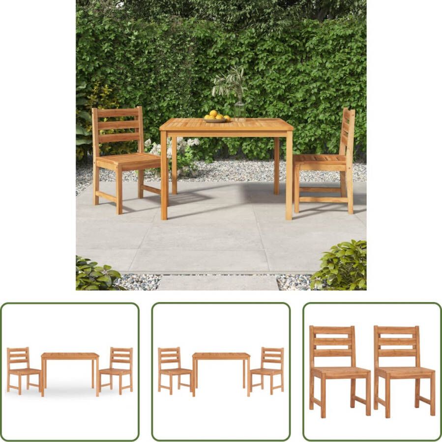 The Living Store Houten Eethoek Tafel 110 x 110 x 77 cm Stoelen 50 x 59 x 90 cm Massief Teakhout