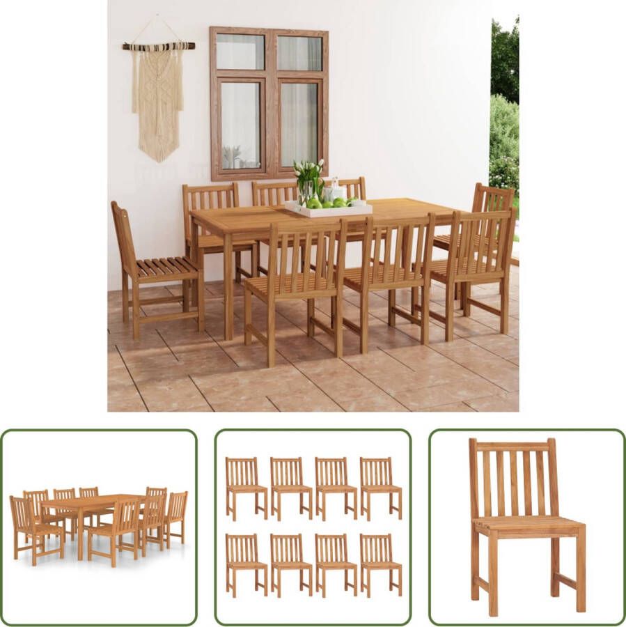 The Living Store Houten Eethoek Teakhout Tafel 200x100x77cm Stoel (set van 8)