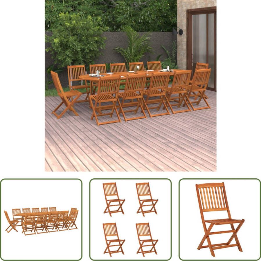 The Living Store Houten Eetset Tuinset 280x90x75 cm Inklapbare terrasstoelen