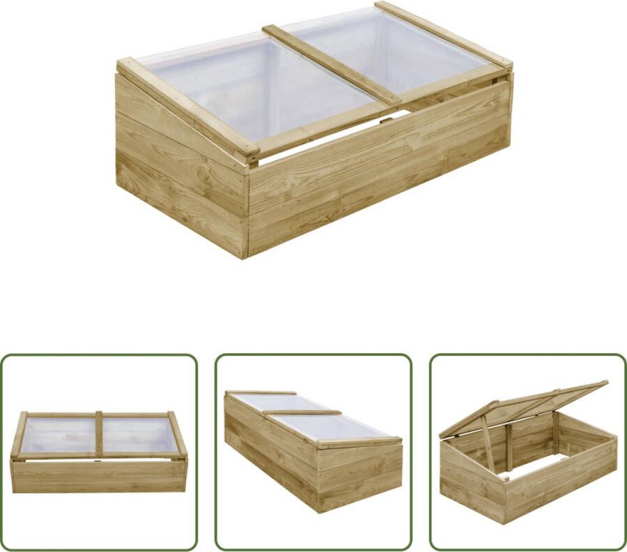 The Living Store Houten kweekbak 100 x 50 x 25 35 cm Met overkapping