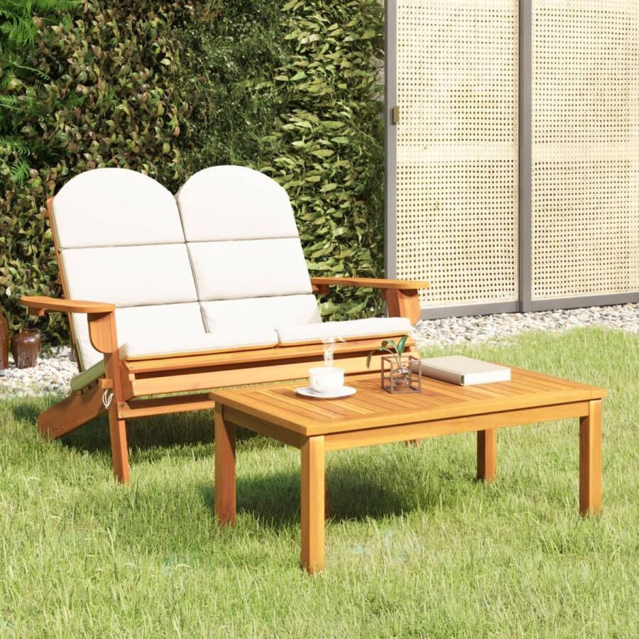 The Living Store Houten Loungeset Adirondack stijl Tuinbank 126x84x90cm Salontafel 90x50x36cm Acaciahout