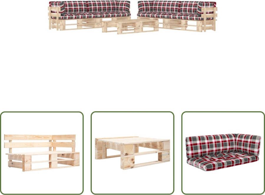 The Living Store Houten Pallet Loungeset Tuinmeubelset 110x65x55cm Geïmpregneerd Grenenhout