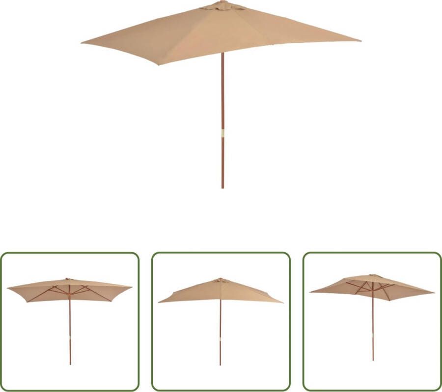 The Living Store Houten parasol 200 x 300 x 250 cm taupe