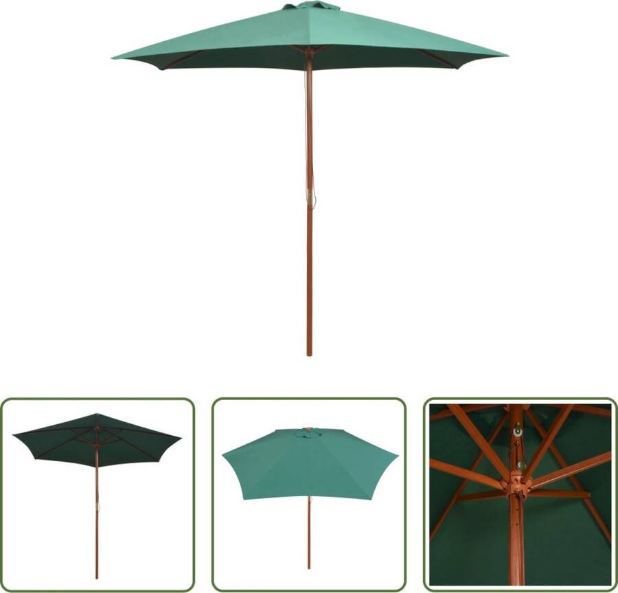 The Living Store Houten Parasol Groen 270 x 270 cm UV-Bestendig Polyester