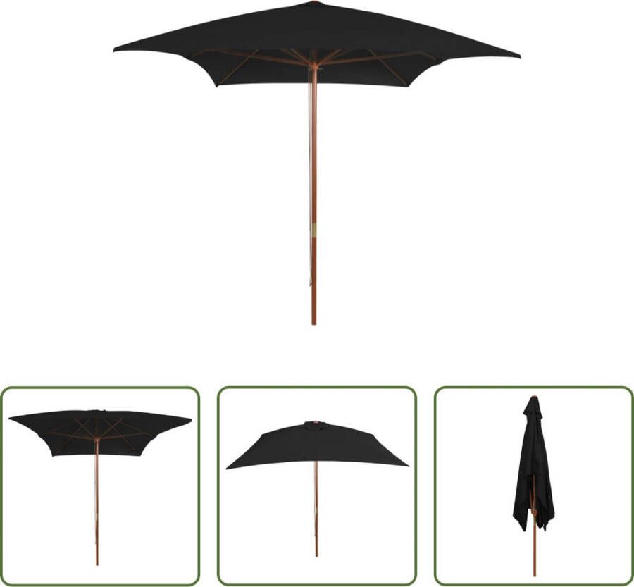 The Living Store Houten Parasol Tuinparasol 200x300x250 cm UV-beschermend Polyester