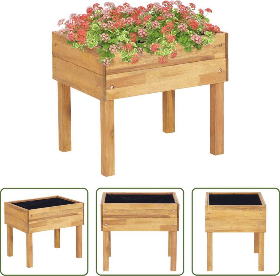 The Living Store Houten Plantenbak 50 x 40 x 45 cm Acaciahout Met PVC-folie