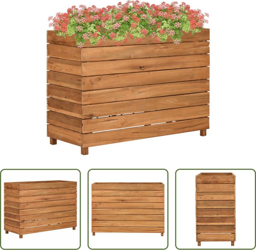 The Living Store Houten plantenbak Gerecycled teak 100 x 40 x 72 cm Met stalen rek