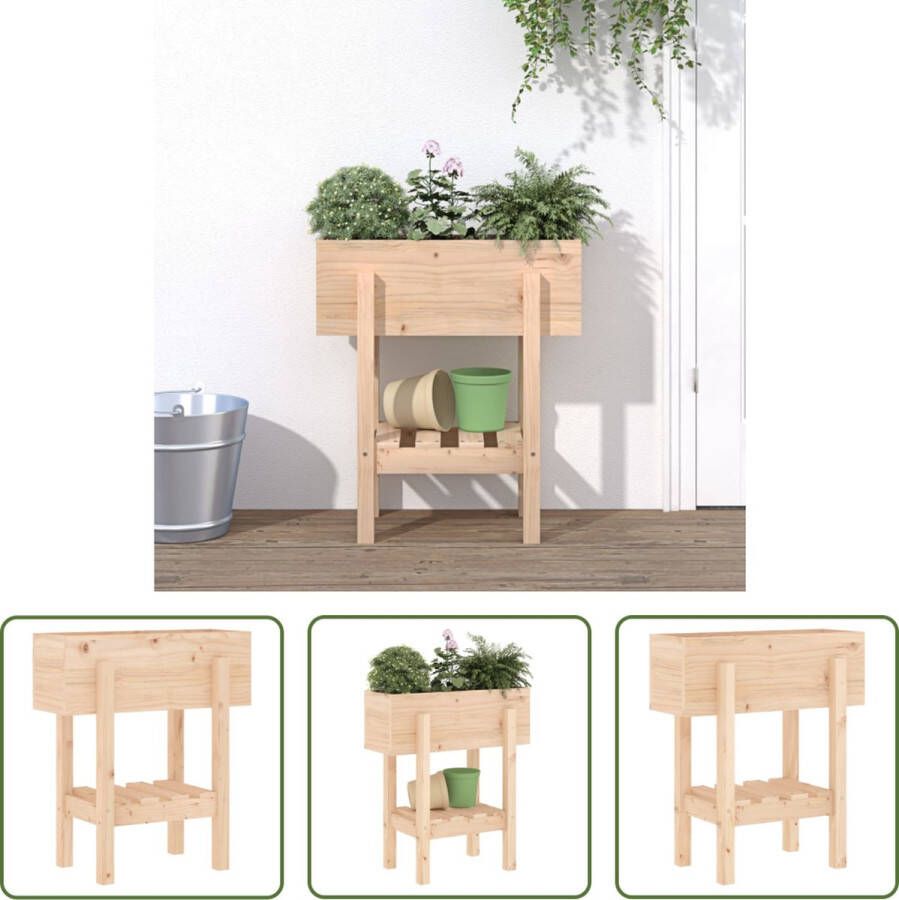 The Living Store Houten Plantenbak Massief grenenhout 62 x 30 x 69 cm Met schap Montage vereist