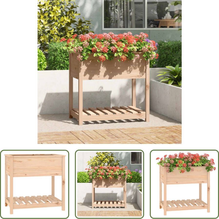 The Living Store Houten Plantenbak Massief Grenenhout Hoogte 82.5 cm Ruime Plantruimte Praktisch Schap Stabiel Frame