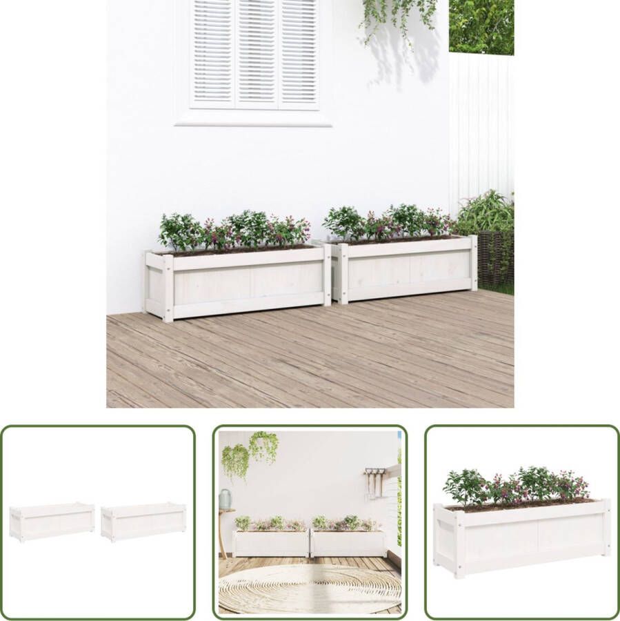 The Living Store Houten Plantenbakken Massief grenenhout 90 x 31 x 31 cm Wit