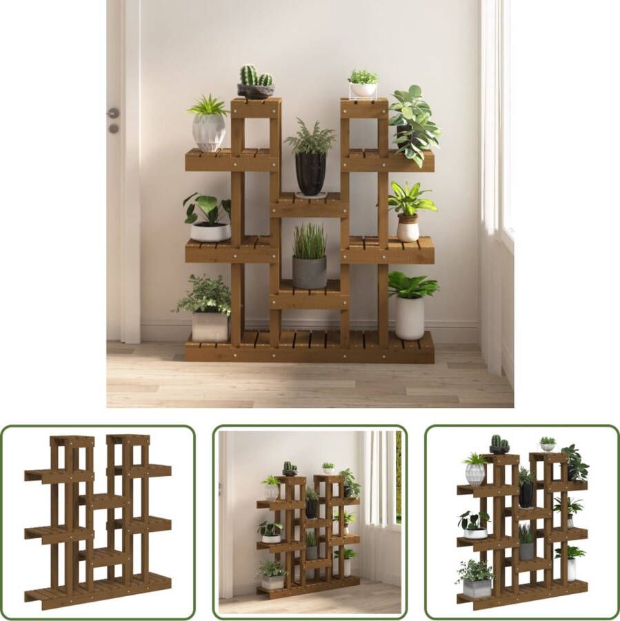 The Living Store Houten Plantenstandaard 104.5 x 25 x 109.5 cm Massief Grenenhout