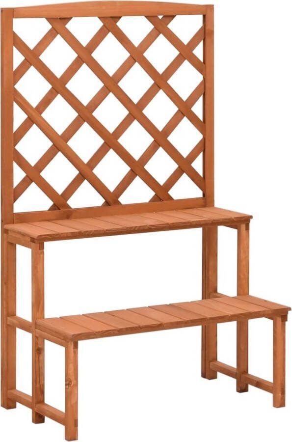 The Living Store Houten Plantenstandaard 70 x 42 x 115 cm massief vurenhout