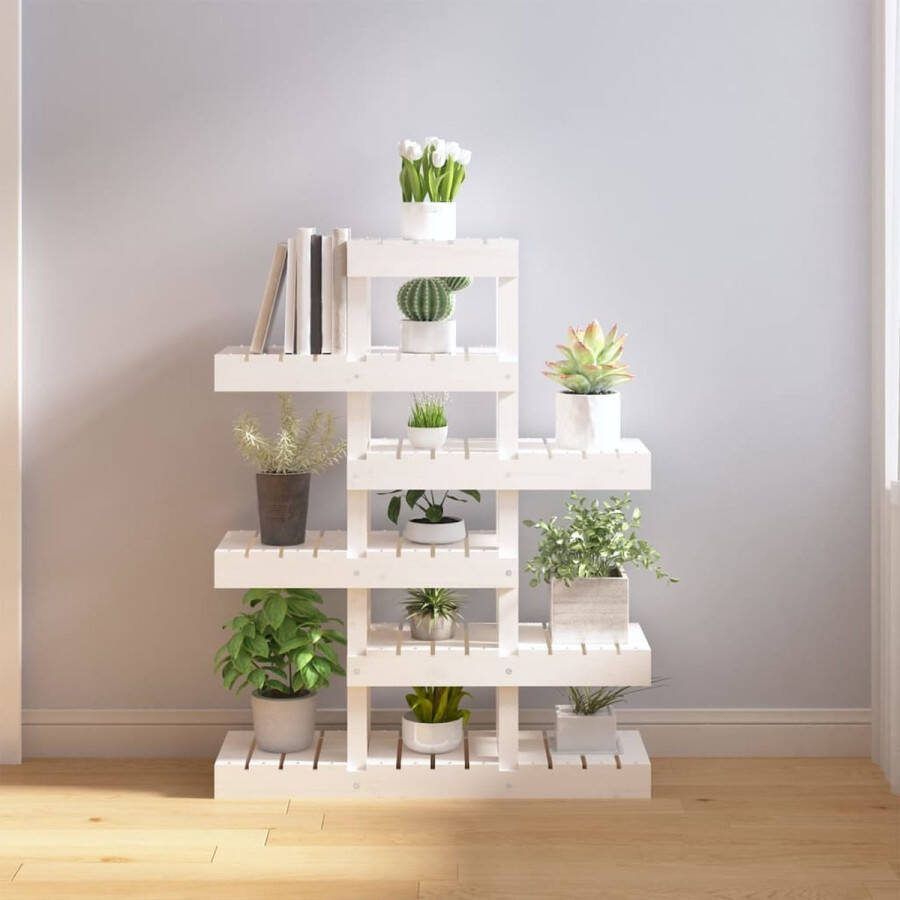 The Living Store Houten Plantenstandaard 85 x 25 x 109.5 cm Massief Grenenhout