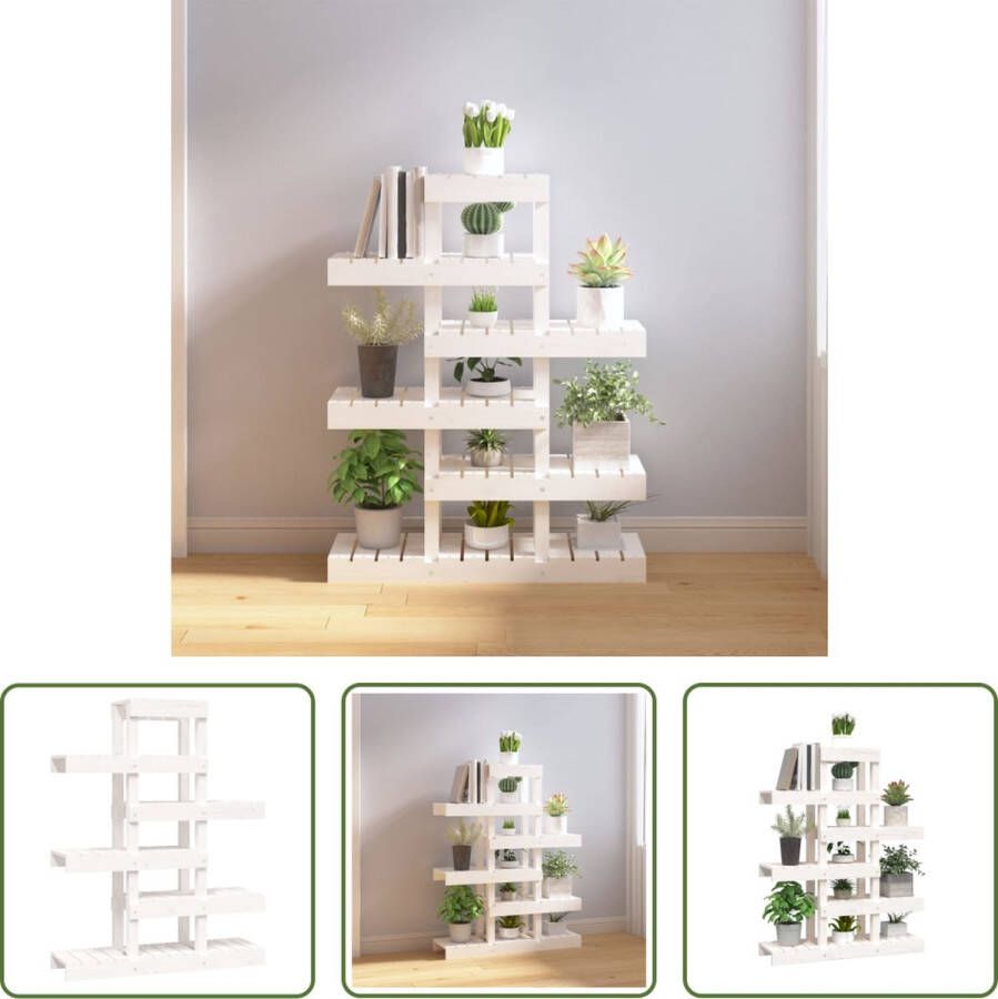 The Living Store Houten Plantenstandaard 85 x 25 x 109.5 cm Massief Grenenhout