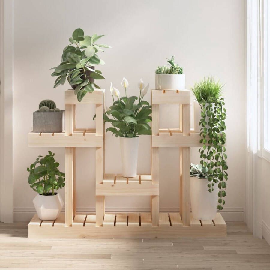 The Living Store Plantenstandaard 104-5x25x77-5 cm massief grenenhout Plantenrek