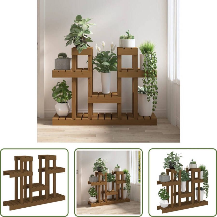 The Living Store Houten Plantenstandaard Honingbruin 104.5 x 25 x 77.5 cm Massief grenenhout