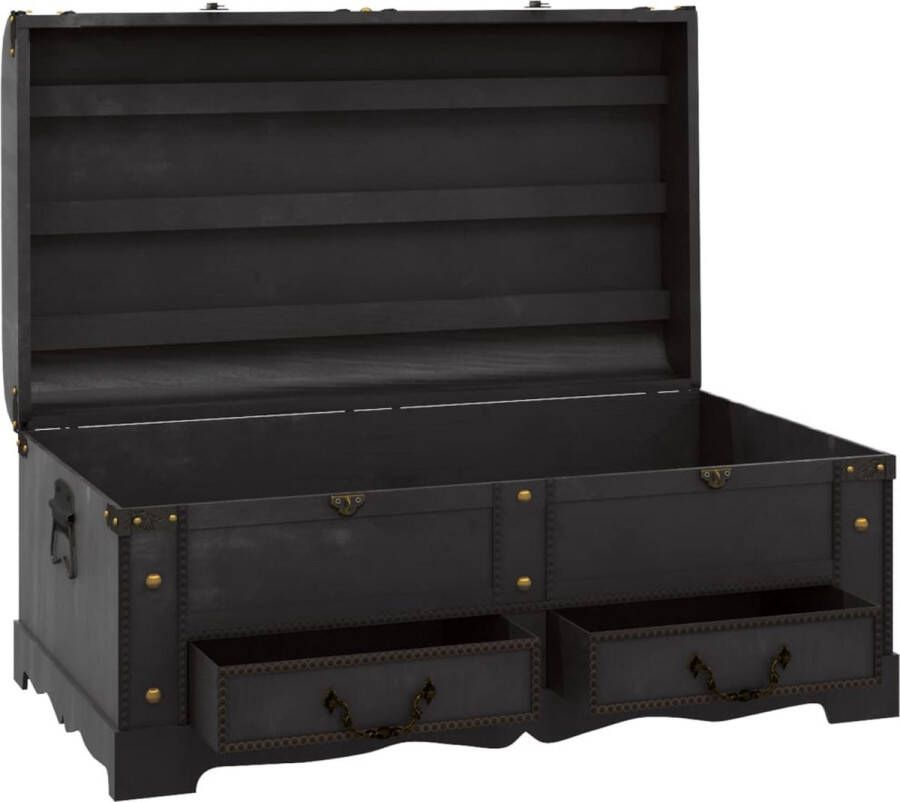 The Living Store Houten Schatkist Dekenkist 90 x 51 x 42 cm Zwart Multiplex