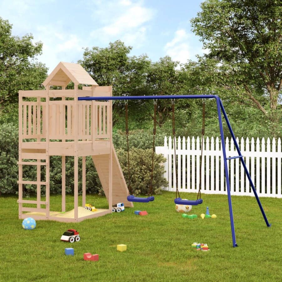 VidaXL The Living Store Houten Speelset Speeltoren 101x111x238 cm Dubbele schommelset 256x185x187 cm Massief grenenhout