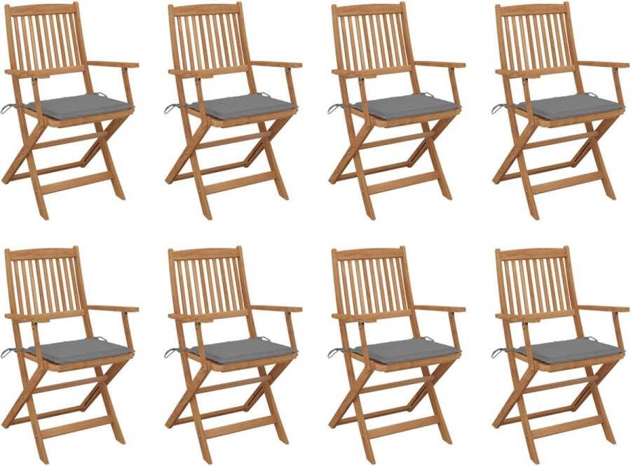 The Living Store Houten Stoelenset Klapstoelen Acaciahout Weerbestendig 8 stuks