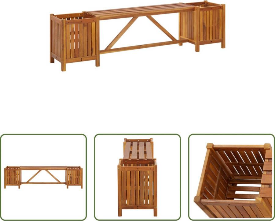 The Living Store Tuinbank met 2 bloembakken 150x30x40 cm massief acaciahout Tuinbank