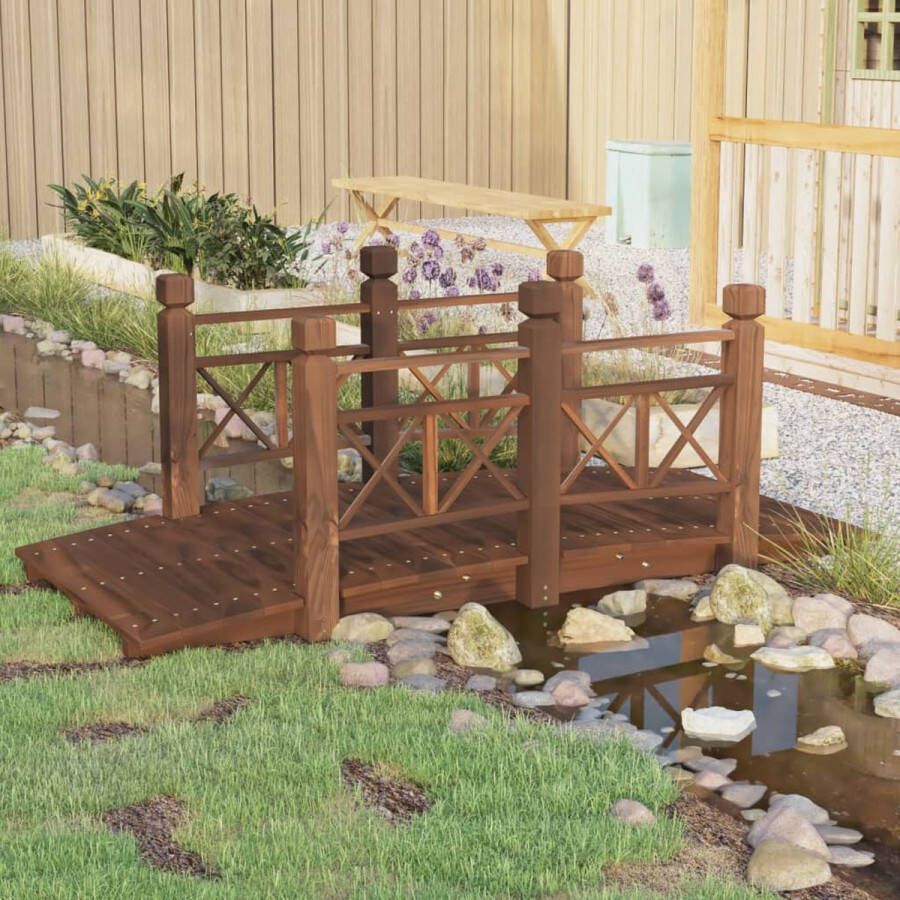 The Living Store Houten Tuinbrug 150 x 67 x 56 cm Massief Vurenhout Veiligheidsgarantie
