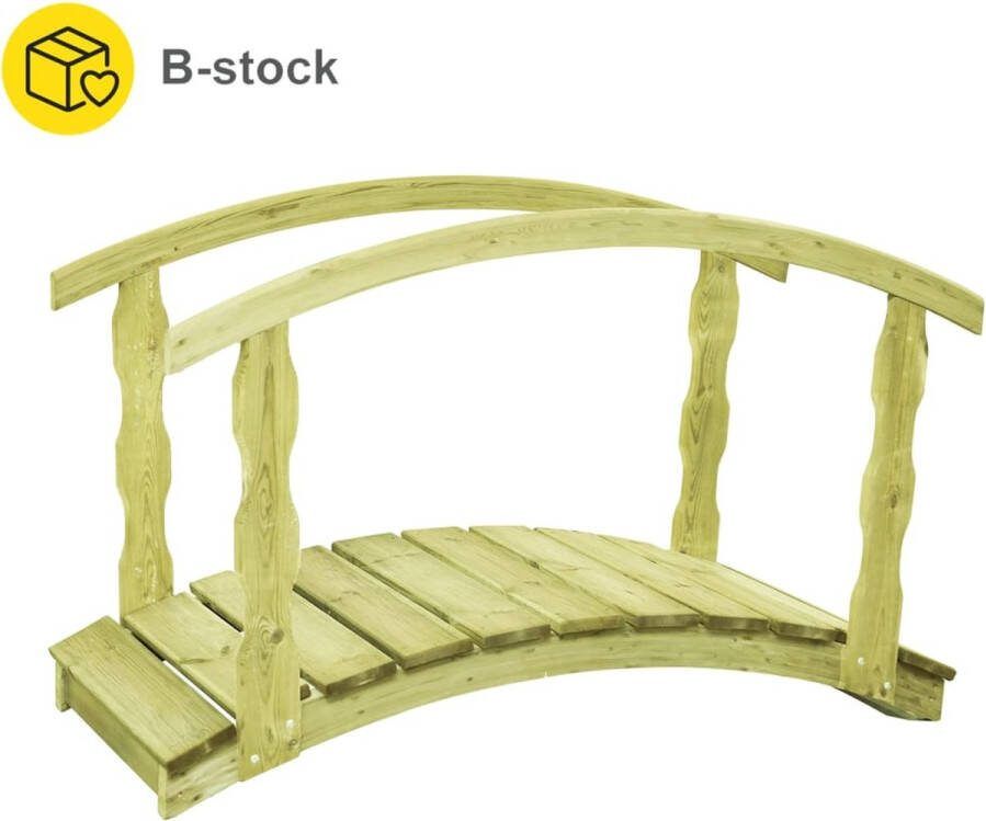 The Living Store Houten Tuinbrug B-stock 170 x 74 x 105 cm Grenenhout Met Leuningen