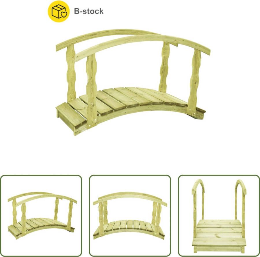 The Living Store Houten Tuinbrug B-stock 170 x 74 x 105 cm Grenenhout Met Leuningen