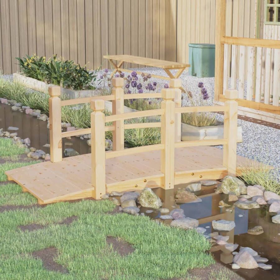 The Living Store Houten Tuinbrug Massief Vurenhout 150 x 67 x 56 cm Veiligheidsgarantie