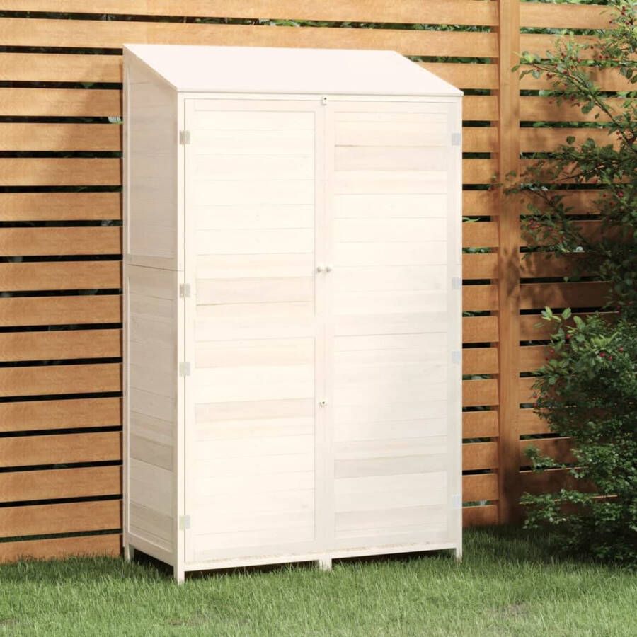 The Living Store Houten Tuinschuur 102 x 52 x 174.5 cm Massief Vurenhout Wit