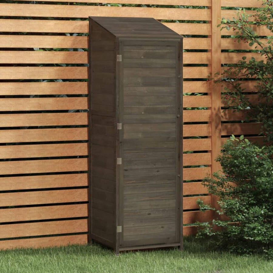 The Living Store Houten Tuinschuur Antraciet 55 x 52 x 174.5 cm Massief Vurenhout