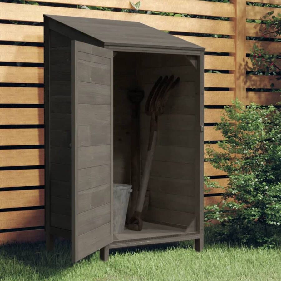 The Living Store Houten Tuinschuur Antraciet 55x52x112cm Massief Vurenhout