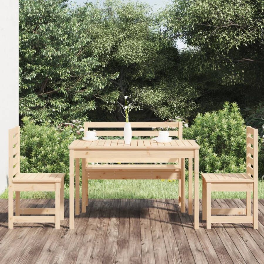 The Living Store Houten Tuinset Eethoek 121 x 82.5 x 76 cm Massief grenenhout Comfortabele zitervaring Breed toepasbaar