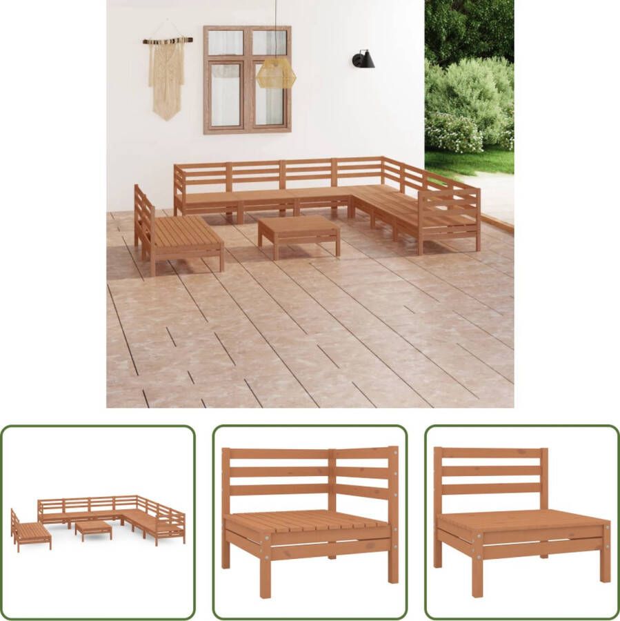 The Living Store Houten Tuinset Loungebank Grenenhout Modulair Honingbruin 63.5 x 63.5 x 62.5 cm Montage vereist